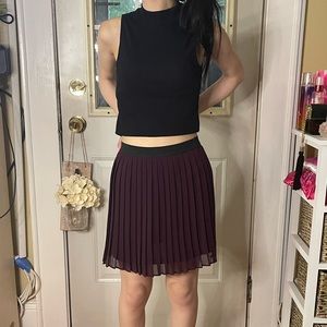 Forever21 Maroon Chiffon Pleated Skirt ♡︎